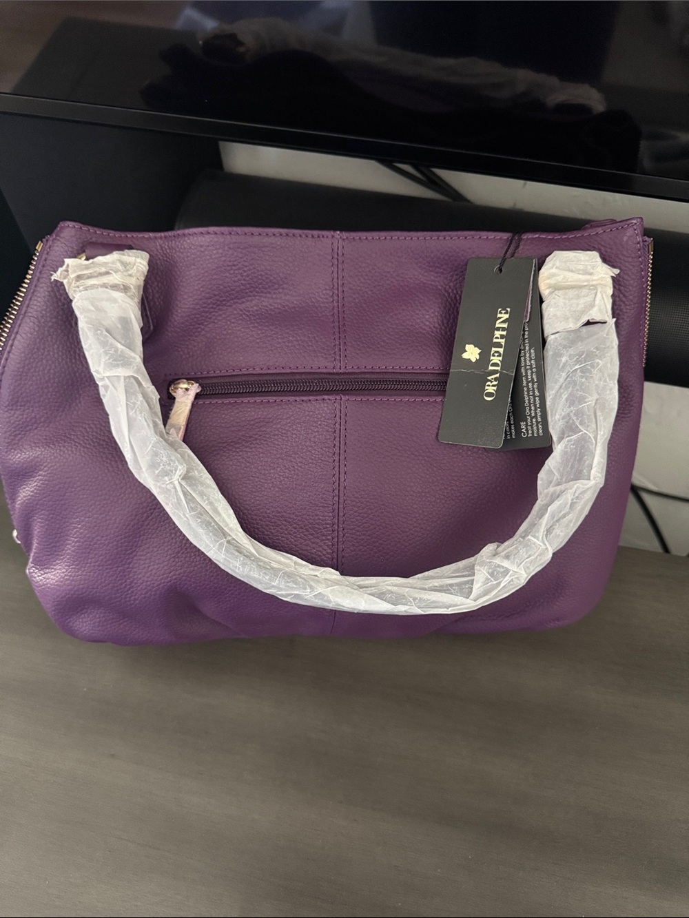 Ora Delphine Purple Leather Shoulder Bag P 12